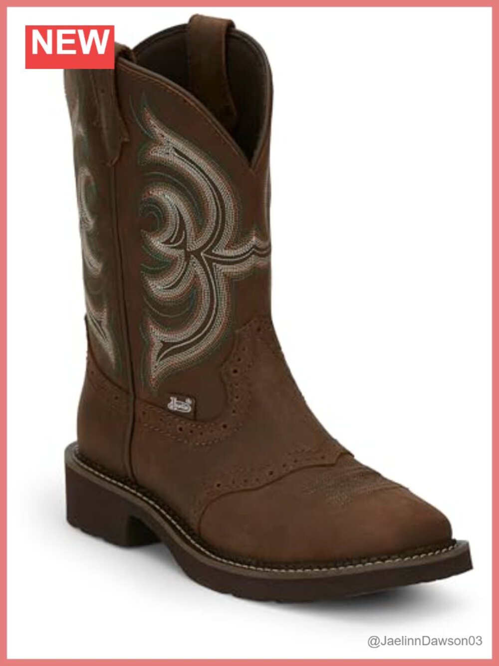Western Cowgirl Boots Distressed Leather Square Toe Mid-Calf 11" Shaft